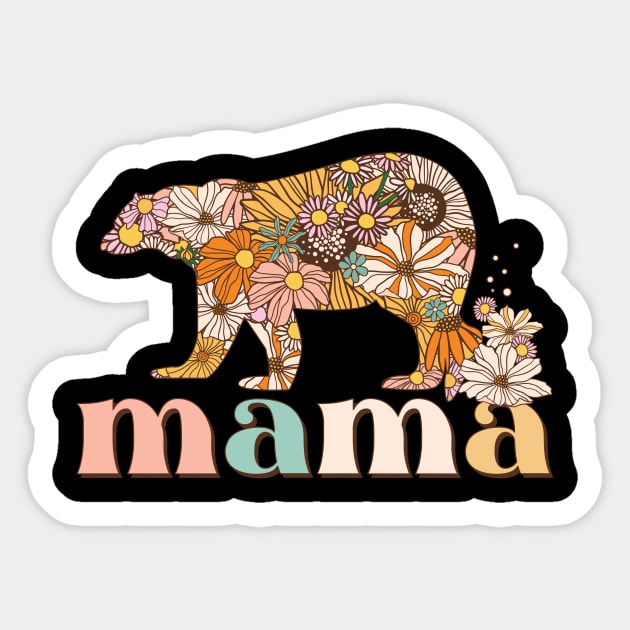 Floral Mama Bear Retro Gift Sticker by The WYLD Tribe
